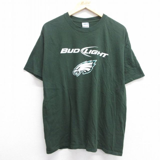 L★古着 半袖 ビンテージ Tシャツ メンズ 00年代 00s バドライト ビール NFL フィラデルフィアイーグルス コットン クルーネック 緑 グリーン アメフト スーパーボウル 25apr30 中古