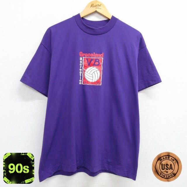 【50%OFF】フルーツオブザルーム 90s 半袖Tシャツ バレーボール パープル XL | 古着