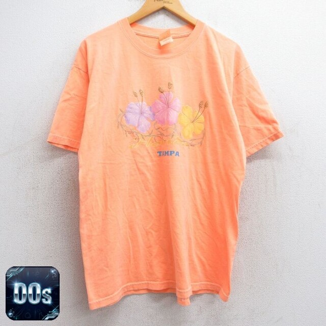 【50%OFF】00s 半袖Tシャツ 花 オレンジ L | 古着