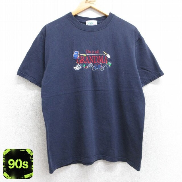 【50%OFF】グランマ 90s 半袖Tシャツ 自転車刺繍 ネイビー L | 古着