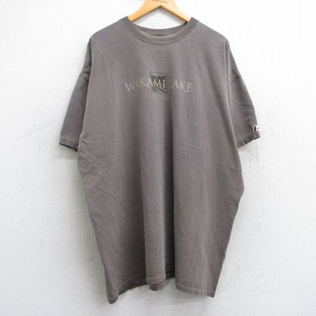 90s 半袖Tシャツ ワカミ湖 ブラウン XL | 古着