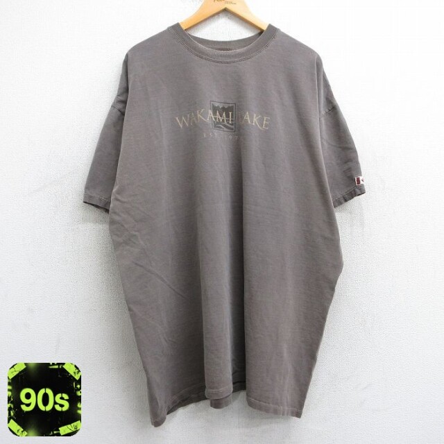 【50%OFF】90s 半袖Tシャツ ワカミ湖 ブラウン XL | 古着