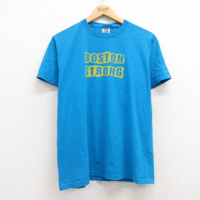 M★古着 フルーツオブザルーム 半袖 ビンテージ Tシャツ メンズ 00年代 00s ボストン コットン クルーネック 青 ブルー 25may01 中古