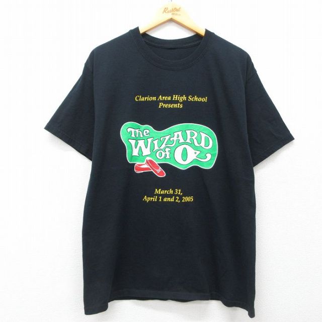 L★古着 半袖 ビンテージ Tシャツ メンズ 00年代 00s オズの魔法使い クルーネック 黒 ブラック 25may01 中古