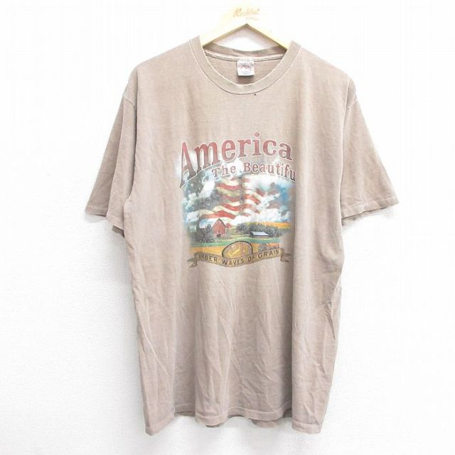 90s 半袖Tシャツ 星条旗 ベージュ L | 古着