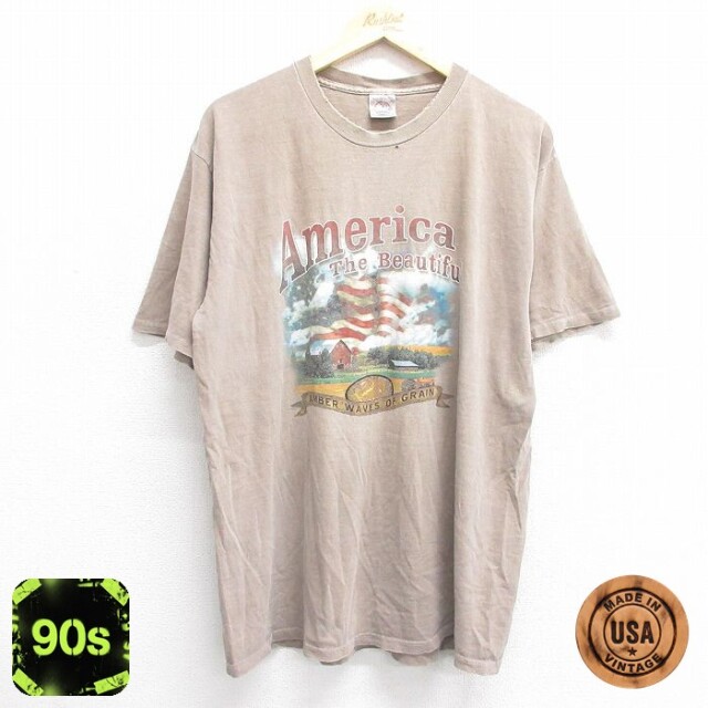 【50%OFF】90s 半袖Tシャツ 星条旗 ベージュ L | 古着