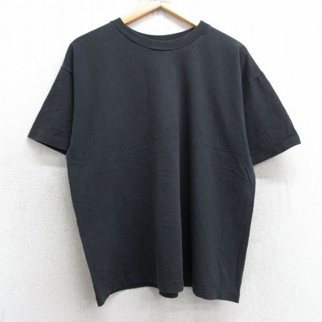 XL★古着 ヘインズ Hanes 半袖 ビンテージ Tシャツ メンズ 90年代 90s 無地 コットン クルーネック USA製 黒 ブラック 25may01 中古