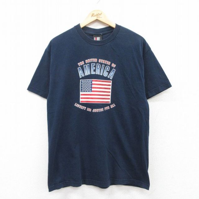 90s 半袖Tシャツ 星条旗 ネイビー L | 古着