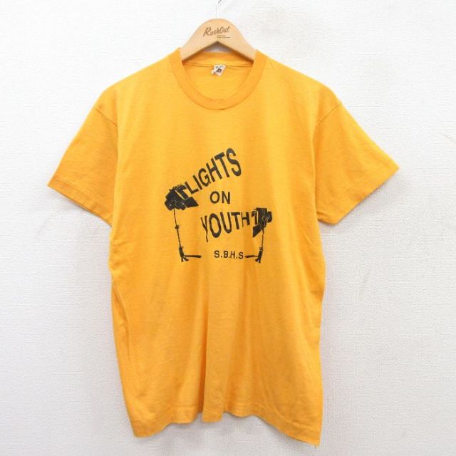 L★古着 スクリーンスターズ 半袖 ビンテージ Tシャツ メンズ 80年代 80s ライト クルーネック USA製 黄 イエロー 25may02 中古