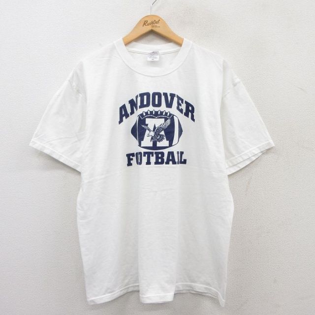 XL★古着 半袖 ビンテージ Tシャツ メンズ 00年代 00s フットボール 鳥 アンドーバー コットン クルーネック 白 ホワイト 25may02 中古