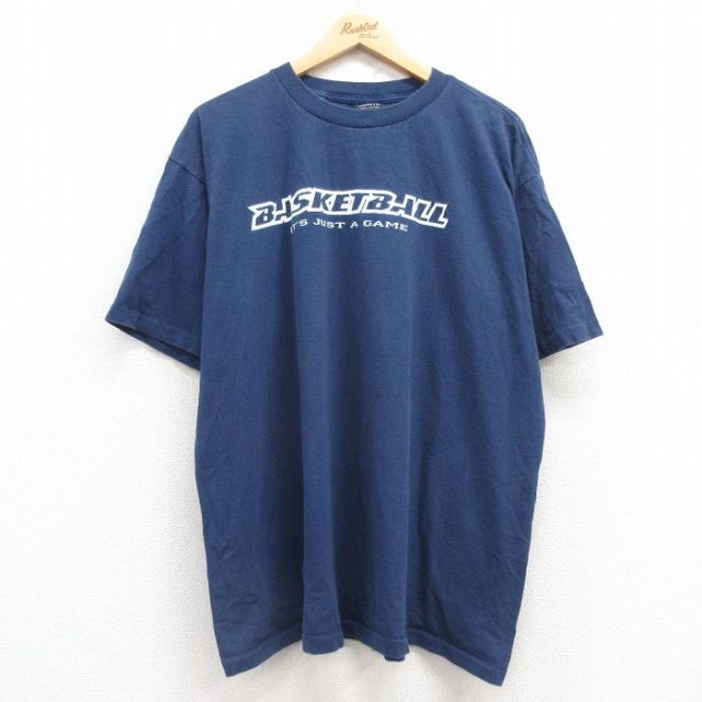 90s 半袖Tシャツ バスケットボール ネイビー XL | 古着