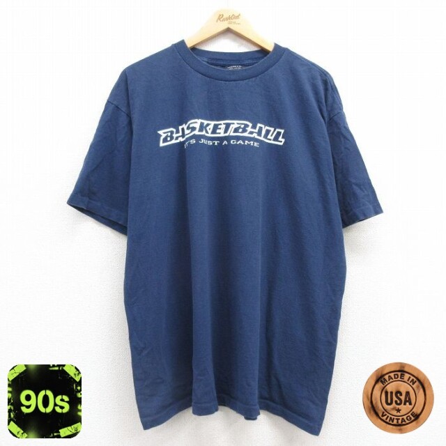 【50%OFF】90s 半袖Tシャツ バスケットボール ネイビー XL | 古着