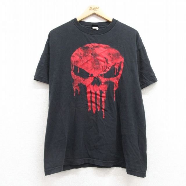 XL★古着 半袖 ビンテージ Tシャツ メンズ 00年代 00s マーベル パニッシャー コットン クルーネック 黒 ブラック 25may02 中古