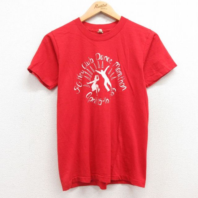 S★古着 スクリーンスターズ 半袖 ビンテージ Tシャツ メンズ 80年代 80s ダンス クルーネック USA製 赤 レッド 25may02 中古