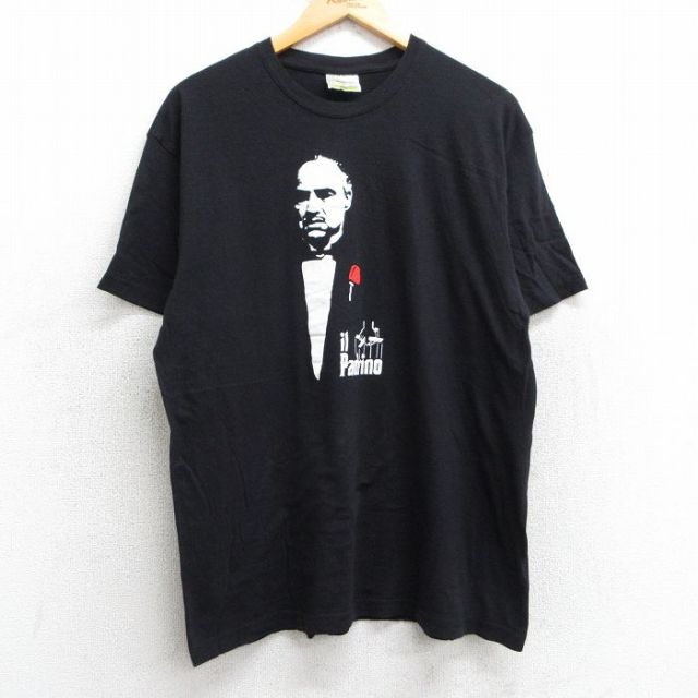 L★古着 半袖 ビンテージ Tシャツ メンズ 00年代 00s 映画 ゴッドファーザー コットン クルーネック 黒 ブラック 25may02 中古