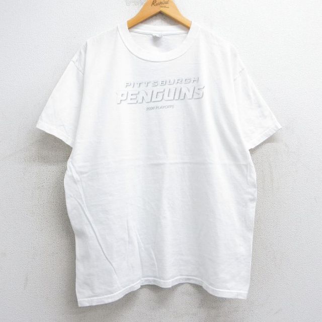XL★古着 半袖 ビンテージ Tシャツ メンズ 00年代 00s NHL ピッツバーグペンギンズ スターキスト コットン クルーネック 白 ホワイト アイスホッケー 25may02 中古