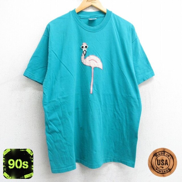 【50%OFF】ヘインズ 90s 半袖Tシャツ フラミンゴ ライトブルー XL | 古着