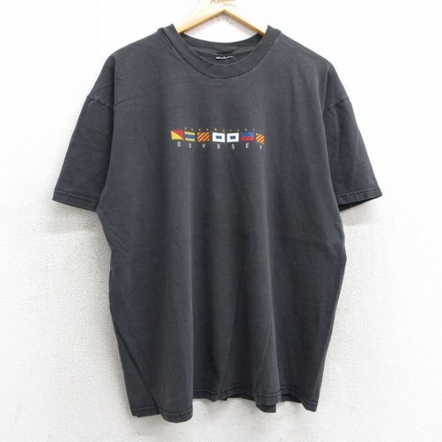 XL★古着 半袖 ビンテージ Tシャツ メンズ 00年代 00s オデッセイ クルーネック 黒 ブラック 25may02 中古