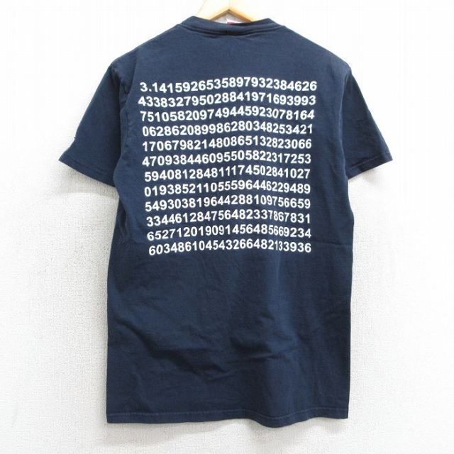 M★古着 チャンピオン Champion 半袖 ビンテージ Tシャツ メンズ 00年代 00s π 円周率 クルーネック 紺 ネイビー 【spe】 25may02 中古