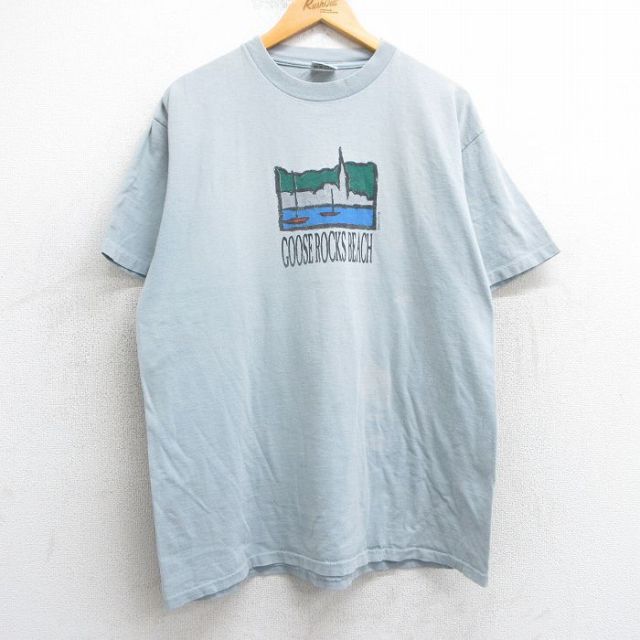 90s 半袖Tシャツ グースロックスビーチ ネイビー XL | 古着