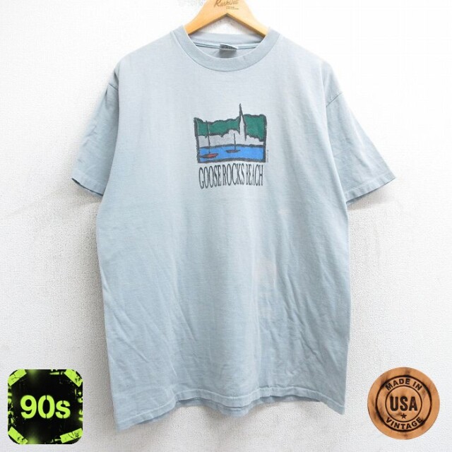 【50%OFF】90s 半袖Tシャツ グースロックスビーチ ネイビー XL | 古着