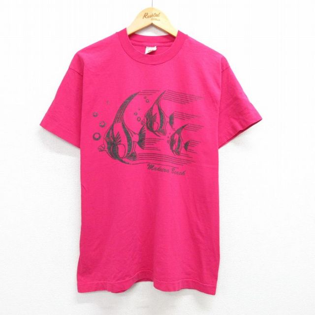 フルーツオブザルーム 90s 半袖Tシャツ 魚 ピンク L | 古着