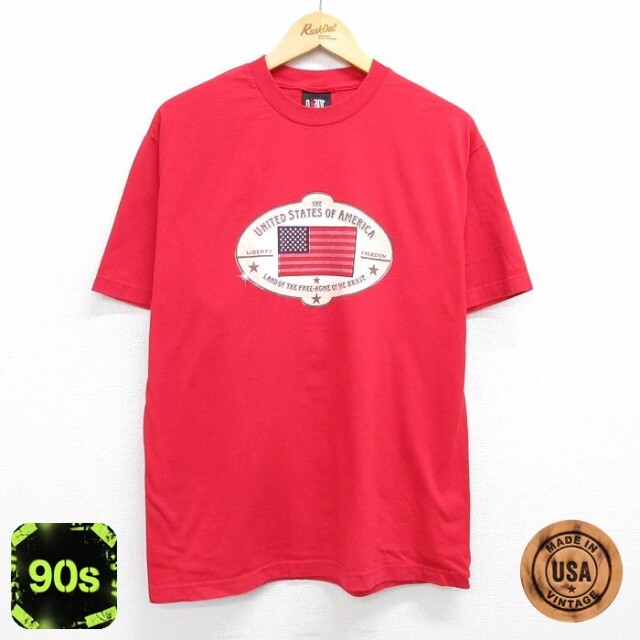 【50%OFF】90s 半袖Tシャツ 星条旗 レッド L | 古着