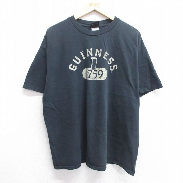 XL★古着 半袖 ビンテージ Tシャツ メンズ 00年代 00s ギネスビール 大きいサイズ コットン クルーネック 黒 ブラック 25may07 中古