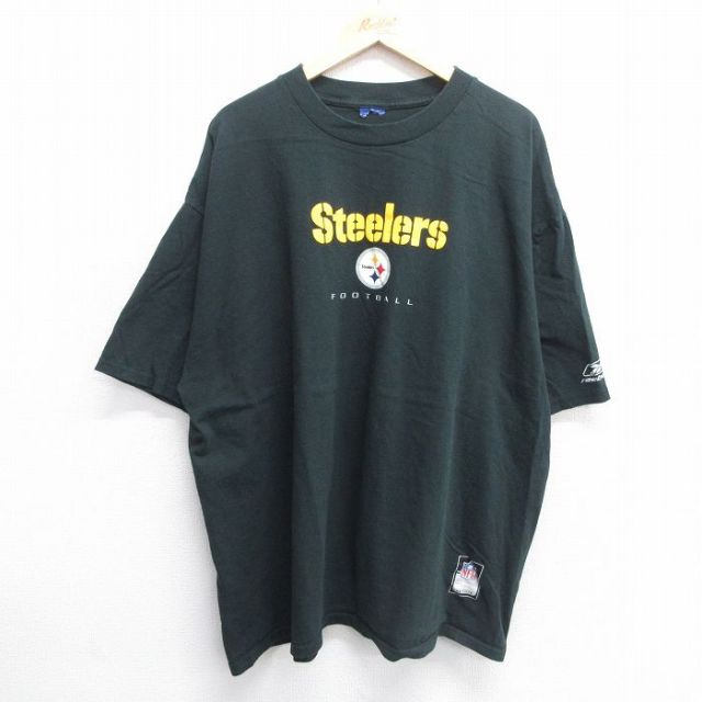 XL★古着 リーボック REEBOK 半袖 ビンテージ Tシャツ メンズ 00年代 00s NFL ピッツバーグスティーラーズ 大きいサイズ クルーネック 黒 ブラック アメフト スーパーボウル 25may07 中古