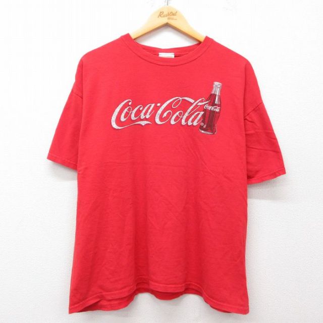 【50%OFF】XL★古着 半袖 ビンテージ Tシャツ メンズ 00年代 00s コカコーラ 大きいサイズ コットン クルーネック 赤 レッド 25may07 中古