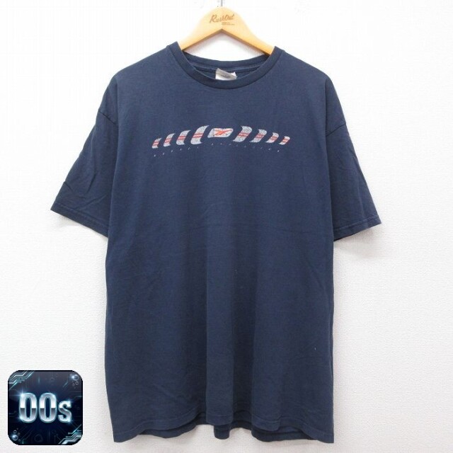 【50%OFF】リーボック 00s 半袖Tシャツ ビッグロゴ ネイビー XL | 古着