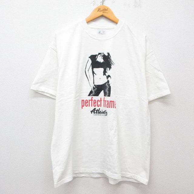 XL★古着 半袖 ビンテージ Tシャツ メンズ 00年代 00s Perfect frame コットン クルーネック 白 ホワイト 25may07 中古