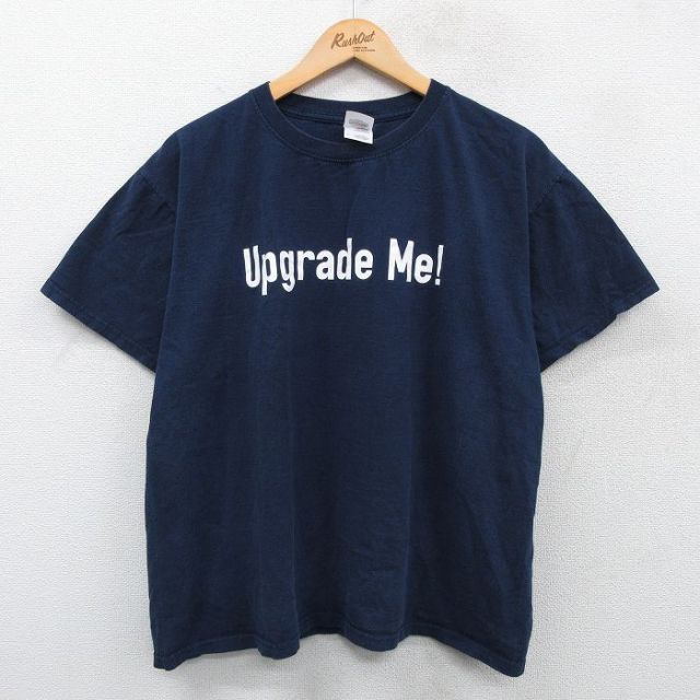 【20%OFF】XL★古着 フルーツオブザルーム 半袖 ビンテージ Tシャツ メンズ 00年代 00s New Horizons コットン クルーネック 紺 ネイビー 25may07 中古