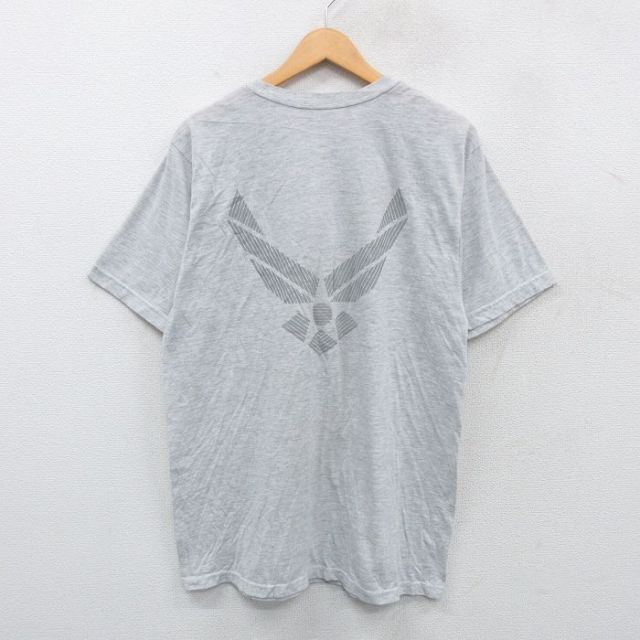 L★古着 半袖 ビンテージ Tシャツ メンズ 00年代 00s ミリタリー USエアフォース リフレクター クルーネック 薄グレー 霜降り 25may07 中古