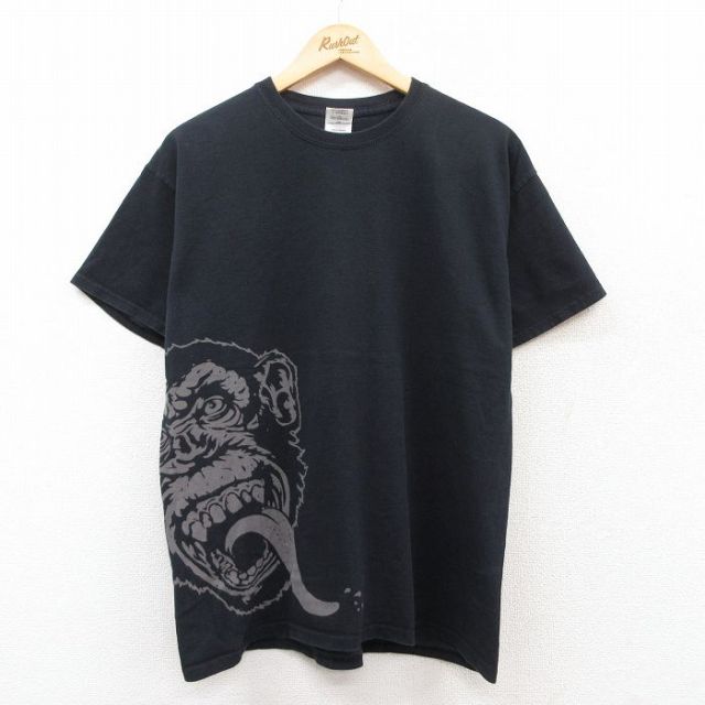 L★古着 半袖 ビンテージ Tシャツ メンズ 00年代 00s ガスモンキー コットン クルーネック 黒 ブラック 25may08 中古