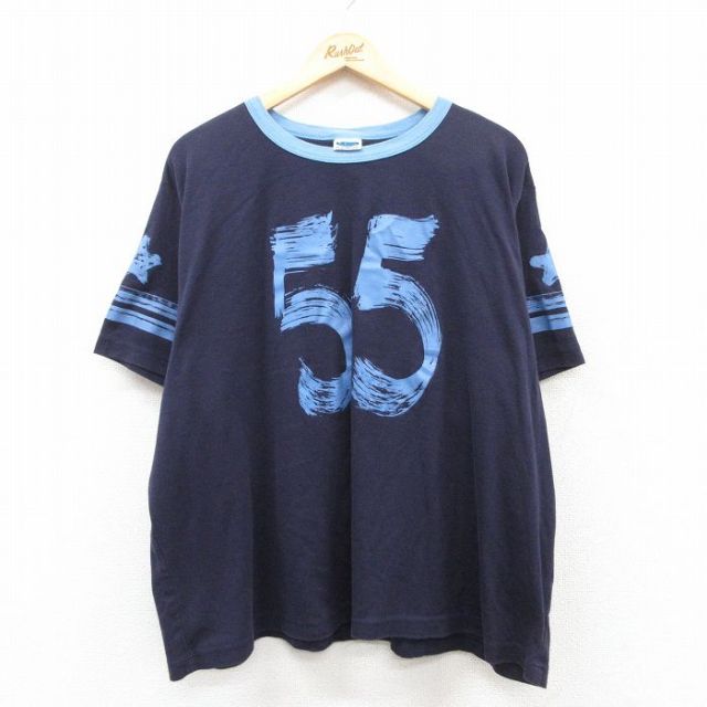 90s 半袖Tシャツ 55 ネイビー XL | 古着
