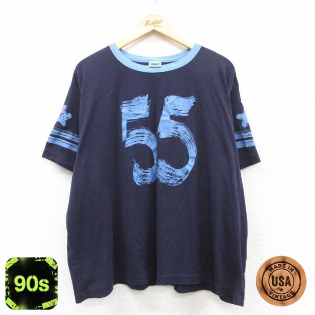 【50%OFF】90s 半袖Tシャツ 55 ネイビー XL | 古着