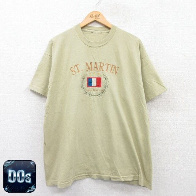 【50%OFF】フレンチウエストアイランド 00s 半袖Tシャツ 刺繍 グリーン XL | 古着