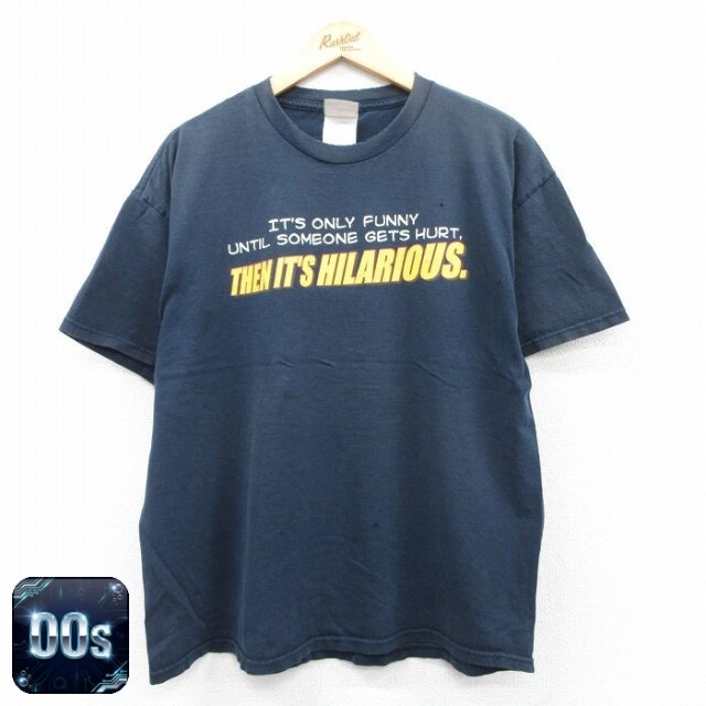 【50%OFF】00s 半袖Tシャツ メッセージ ネイビー XL | 古着