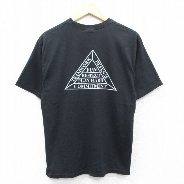 M★古着 ヘインズ Hanes 半袖 ビンテージ Tシャツ メンズ 00年代 00s チームワーク クルーネック 黒 ブラック 25may08 中古