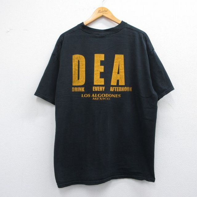 XL★古着 半袖 ビンテージ Tシャツ メンズ 00年代 00s DEA 大きいサイズ コットン クルーネック 黒 ブラック 25may08 中古