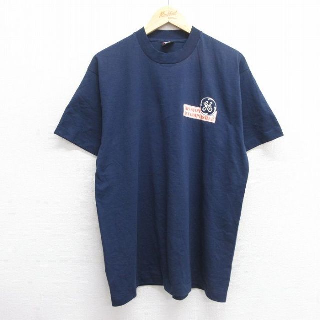 XL★古着 スクリーンスターズ 半袖 ビンテージ Tシャツ メンズ 80年代 80s ミッション ACCOMPLISHED クルーネック USA製 紺 ネイビー 25may09 中古