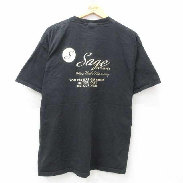 XL★古着 ヘインズ Hanes 半袖 ビンテージ Tシャツ メンズ 00年代 00s Sage ルーム コットン クルーネック 黒 ブラック 25may10 中古