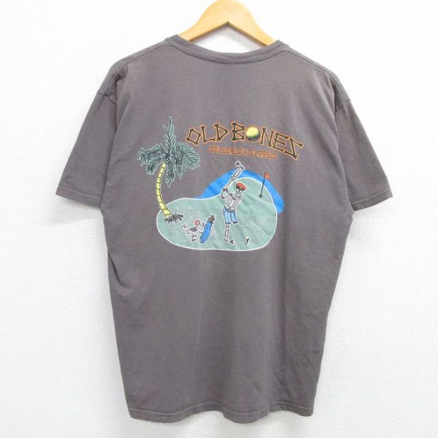 XL★古着 半袖 ビンテージ Tシャツ メンズ 00年代 00s OLP BONES スケルトン コットン クルーネック グレー 25may10 中古