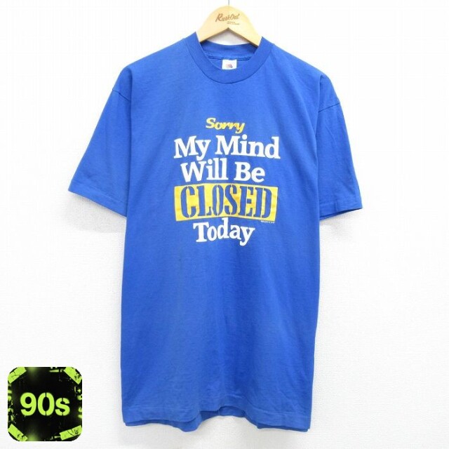 【50%OFF】フルーツオブザルーム 90s 半袖Tシャツ CLOSE ブルー XL | 古着