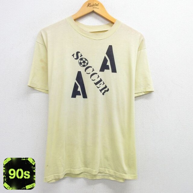 【50%OFF】90s 半袖Tシャツ サッカー イエロー L | 古着