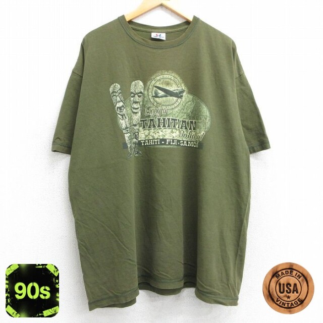 【50%OFF】90s 半袖Tシャツ タヒチアン グリーン XL | 古着