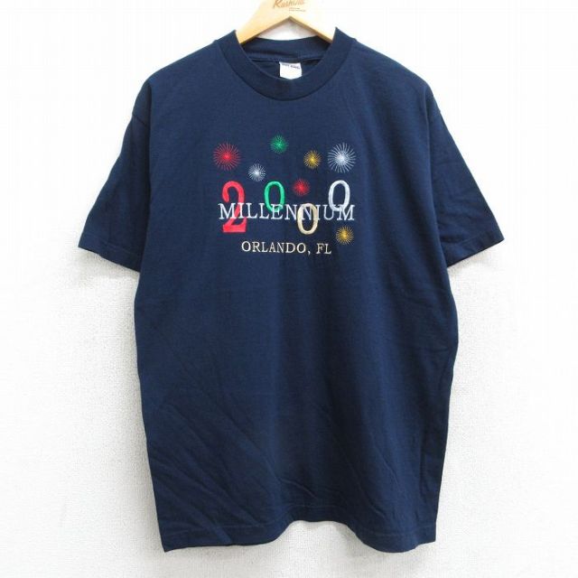 00s 半袖Tシャツ ミレニアム ネイビー L | 古着