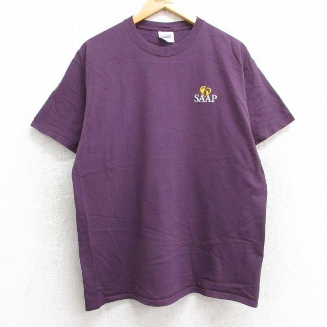 L★古着 半袖 ビンテージ Tシャツ メンズ 00年代 00s SAAP ハート コットン クルーネック 紫 パープル 25may13 中古