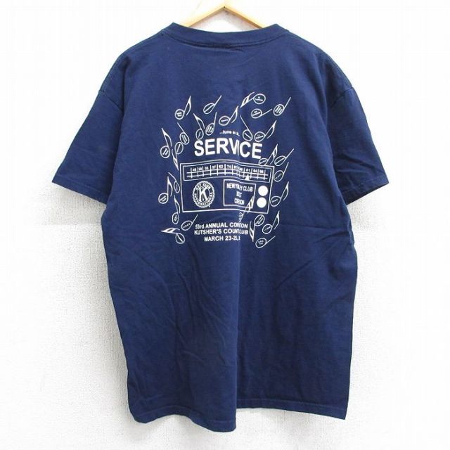 XL★古着 フルーツオブザルーム 半袖 ビンテージ Tシャツ メンズ 00年代 00s 音符 サービス コットン クルーネック 紺 ネイビー 25may13 中古